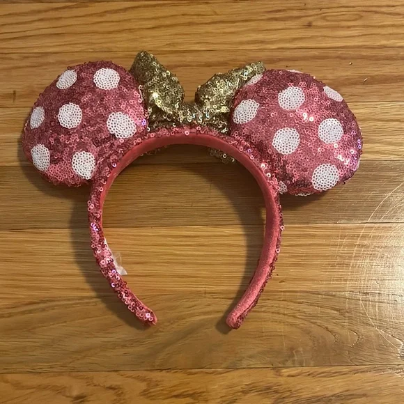 Pink, white & gold Minnie Ears - Picture 2 of 3